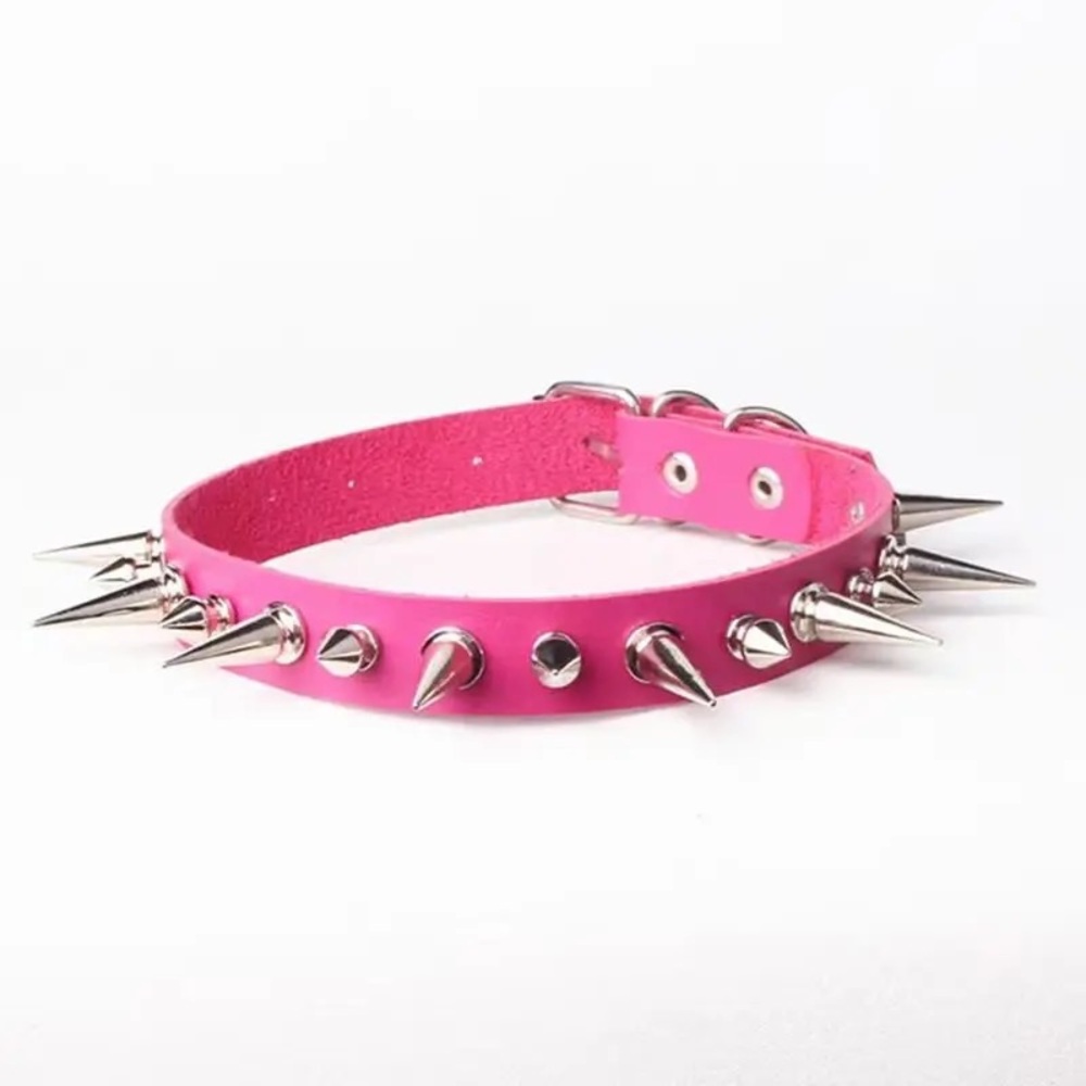 1 Explosive Harajuku Punk Rock Nightclub PU Leather Necklace Rivet Spike Chain